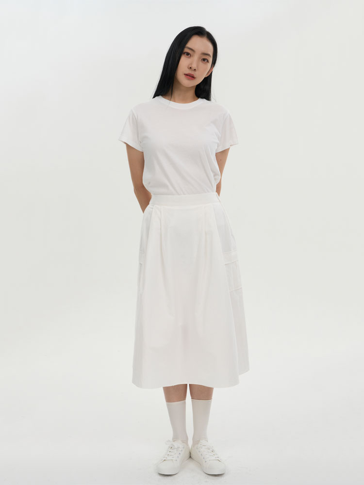 White Cargo Long Skirt